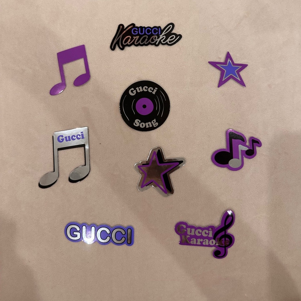 Gucci Purple and Silver Music NON ADHESIVE Stickers - MUST APPLY GLUE